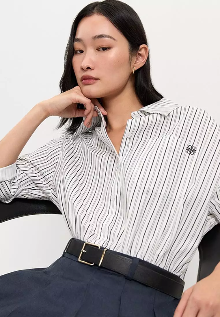 Striped Button-Up Shirt Dress