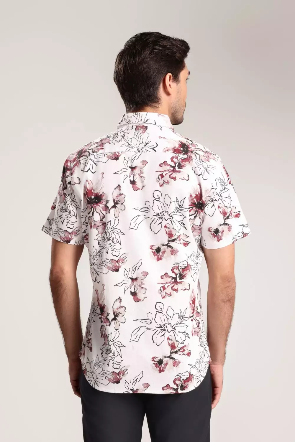 MOC - Kemeja Motif Lengan Pendek Pria Kappi - White