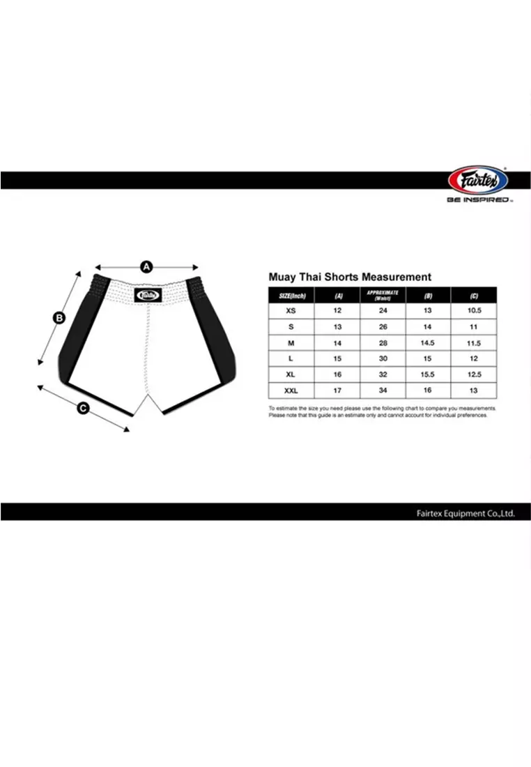 Fairtex muay top thai shorts sizing