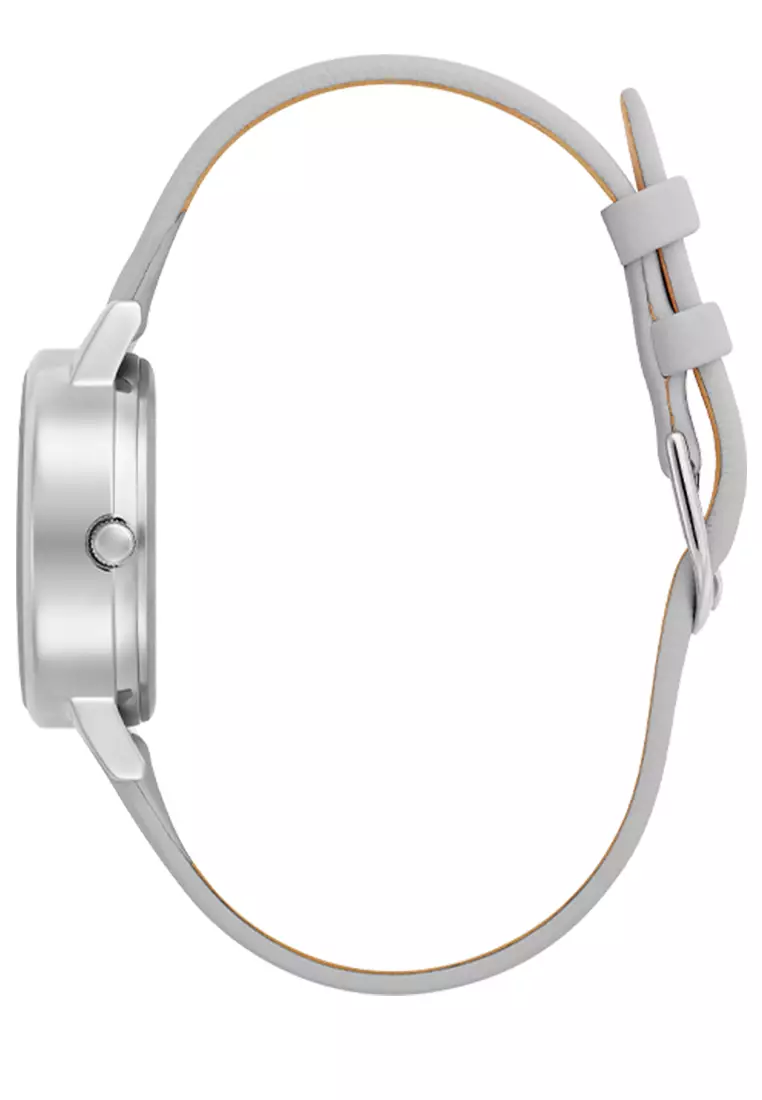 Olivia Burton 3D Flower Tonal Dial Grey Leather SS Strap 30mm - 24000223