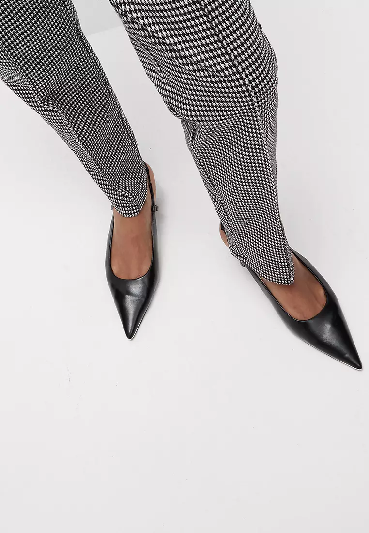 Twill Checked Straight Leg Trousers