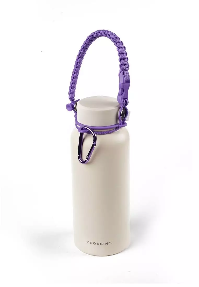 Crossing Paracord Bottle Carrier Strap with Carabiner - Purple