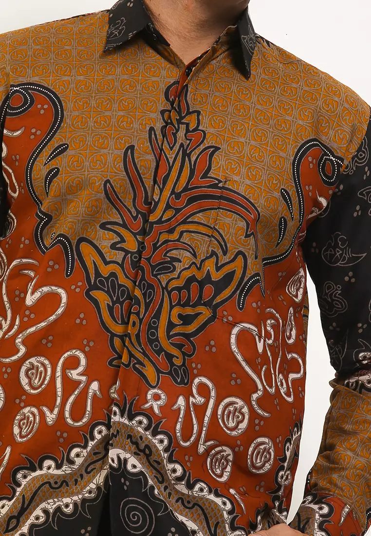 Elenio Kemeja Batik Premium Pria Casual Modern Lengan Panjang