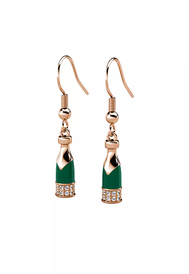 Her Jewellery Cheering Hook Earrings (Rose Gold) - Luxury Crystal Embellishments plated with 18K Gold