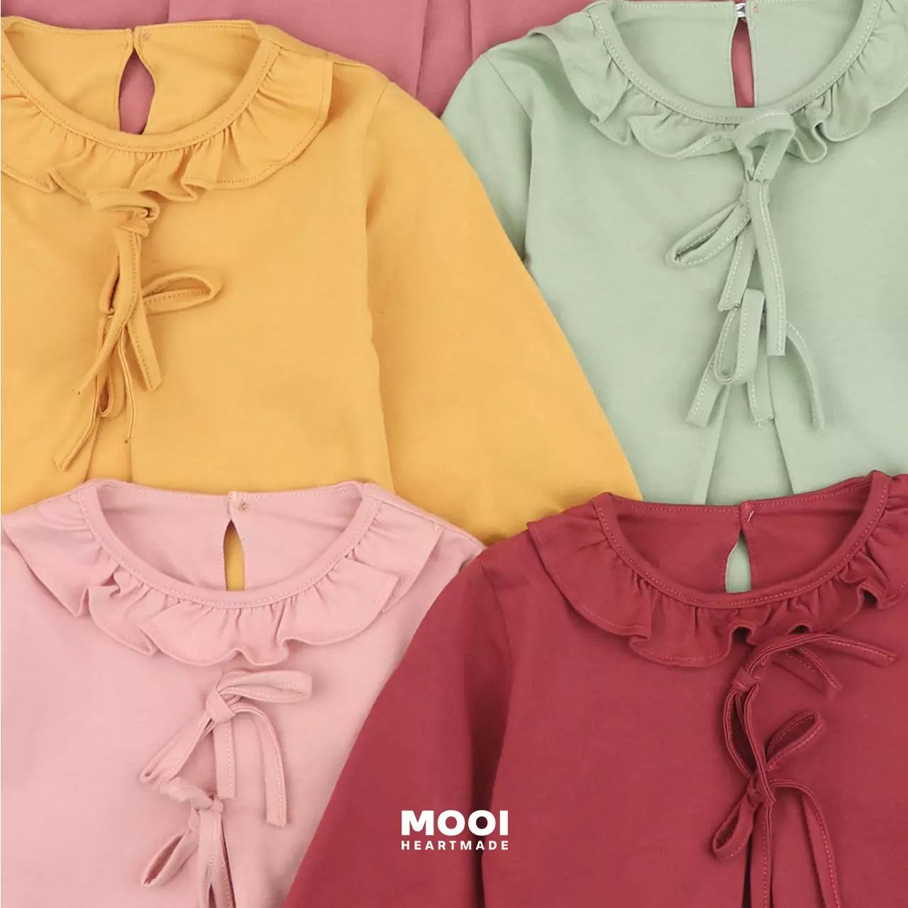 Mooi Atasan Anak Perempuan Nara Ruffle Top - Rye Grass