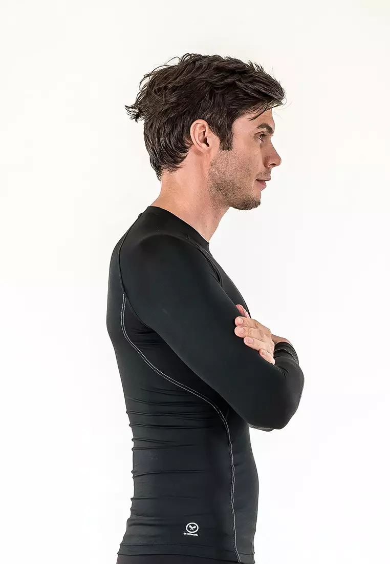 Men Diligent Compression Long Sleeve Top (Black/White)