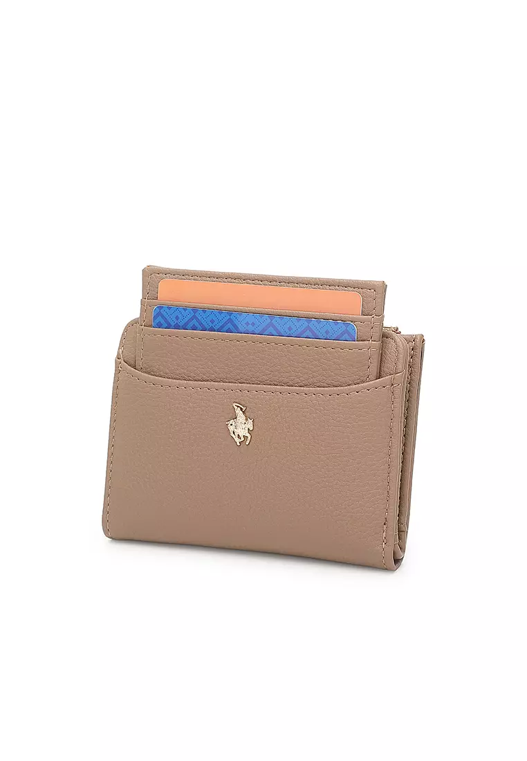 Women's 2 in 1 Purse/Wallet With Coin Compartment (Dompet Wanita 2 in 1 dengan Kompartmen Koin) - Krem Gelap