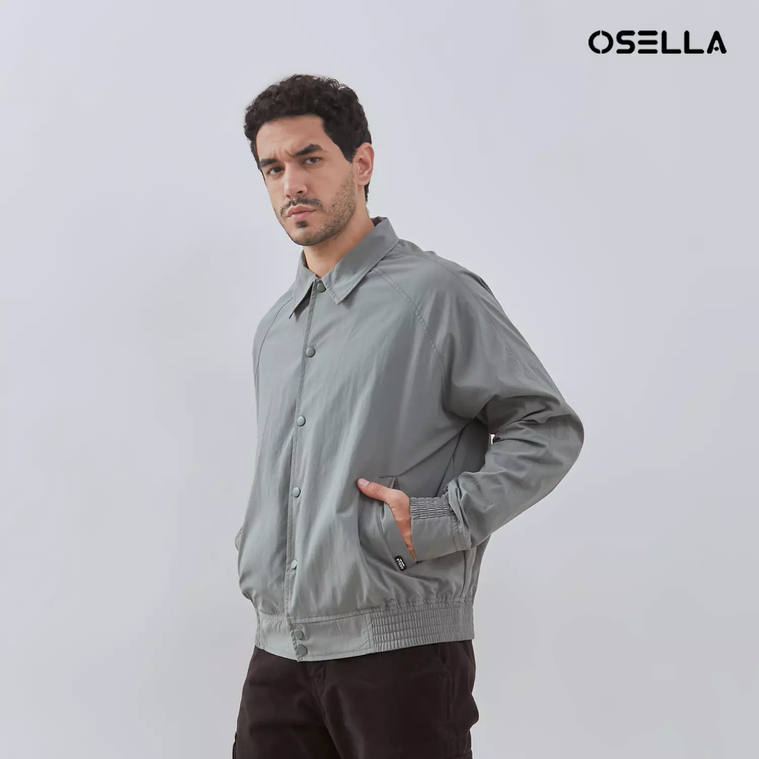 [NEW] Osella Tommy Nylon Cotton Bomber Jacket In Lafayette Green 1061400219 | Jaket Bomber Pria