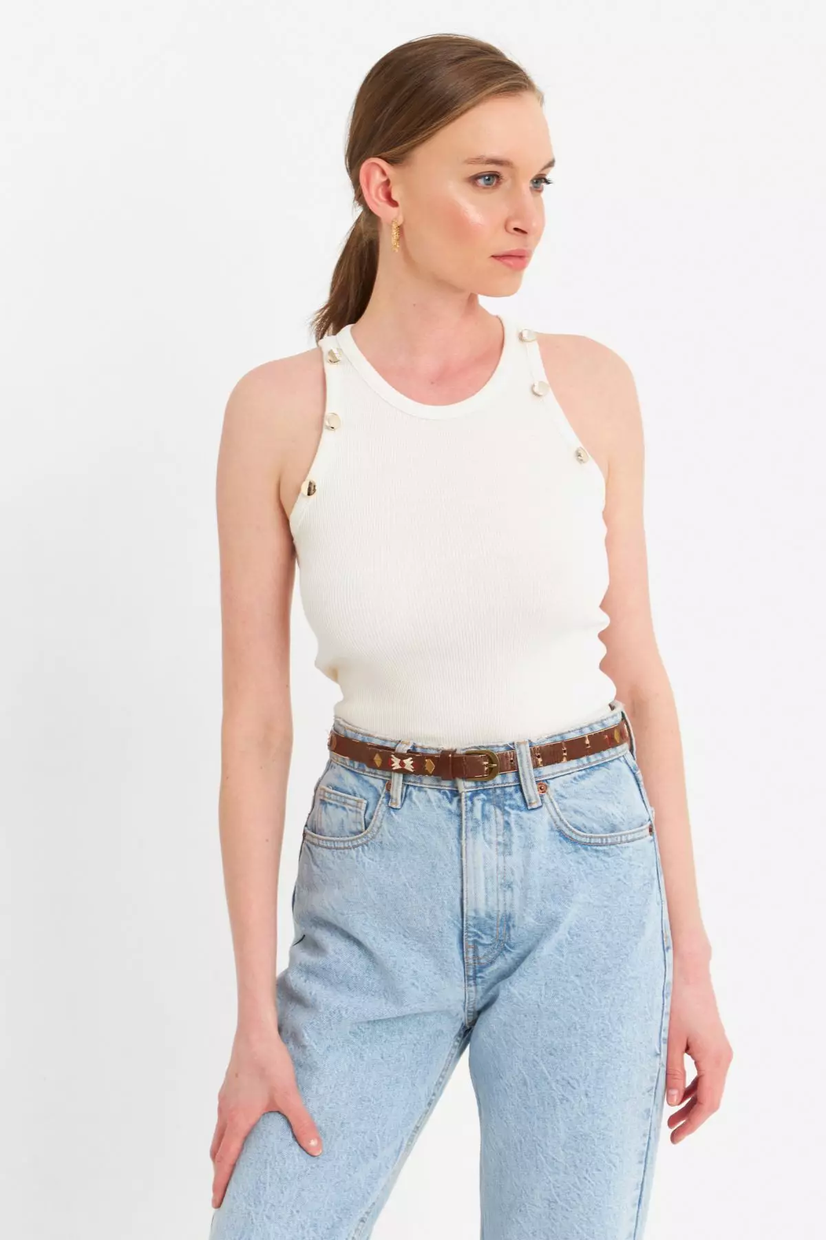 Button Detail Tank Top