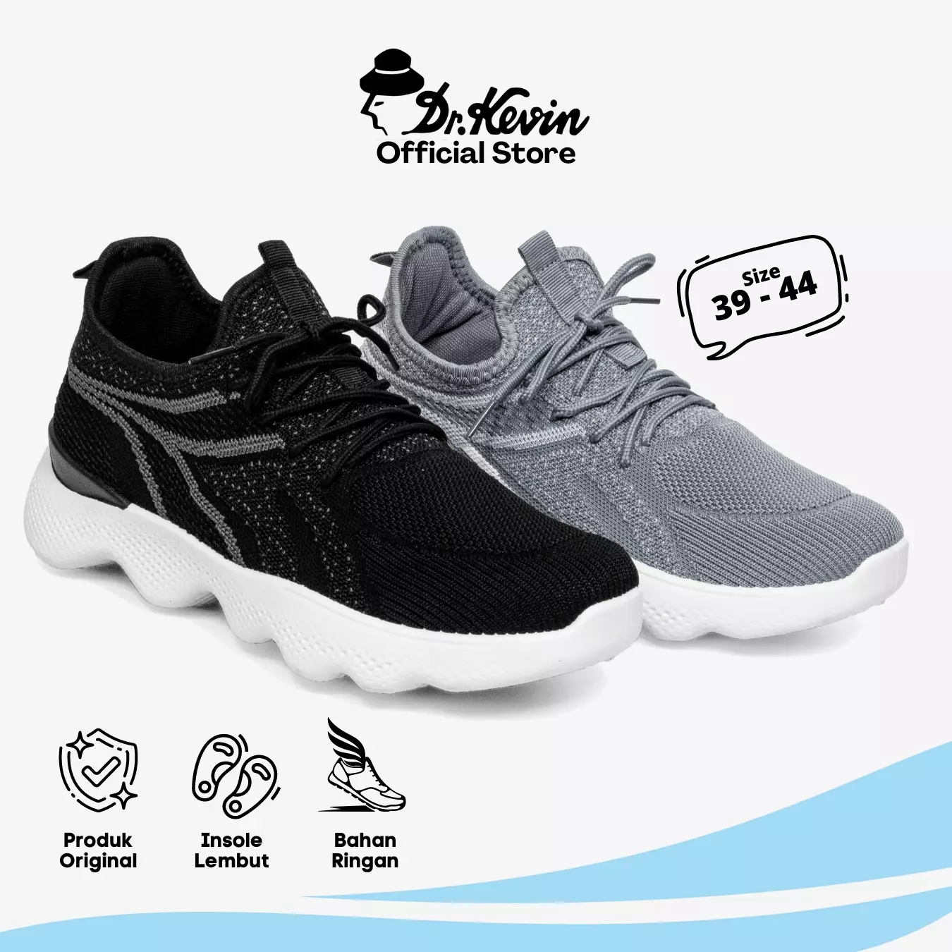 Dr. Kevin Sepatu Sport Pria Men Sneakers Sekolah Flyknit Tali 889-070