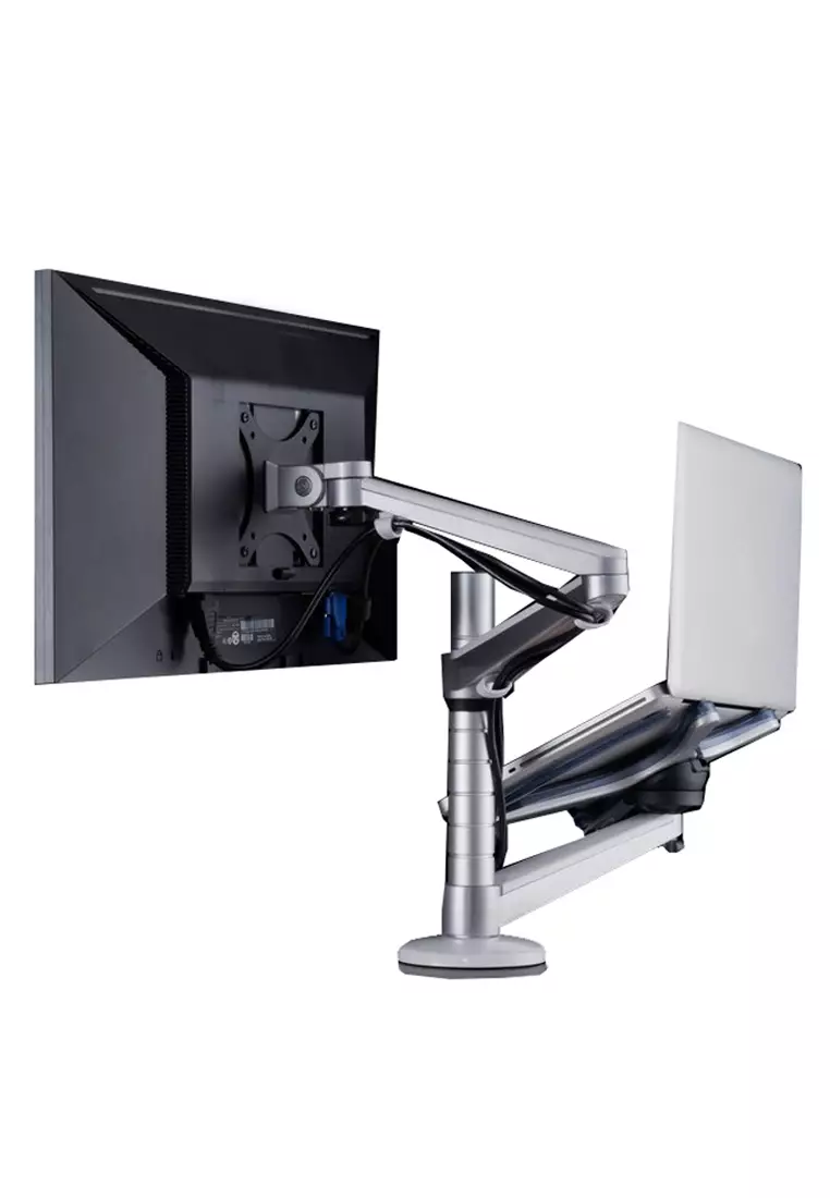 Buy FUNKY.sg Dual Arm Computer Mount Laptop and Monitor Stand Bracket OA7 Silver 2024 Online