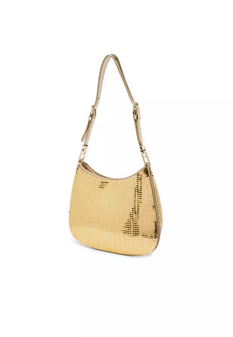 Pre-Loved Prada Sequin Embellished Satin Cleo Shoulder Bag