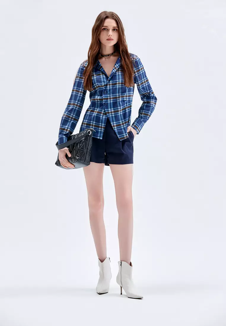 Navy Shorts With Detachable Chain Accessory