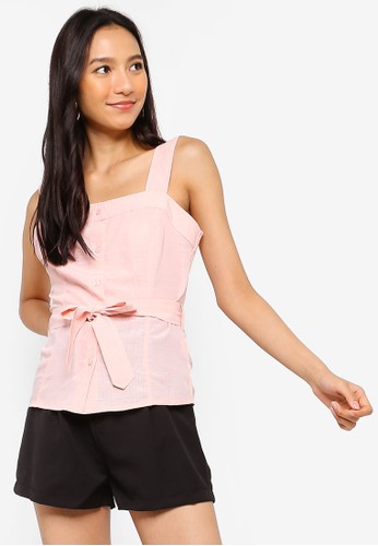 ZALORA pink Buttons Detailed Tank Top F2092AA74F30FDGS_1