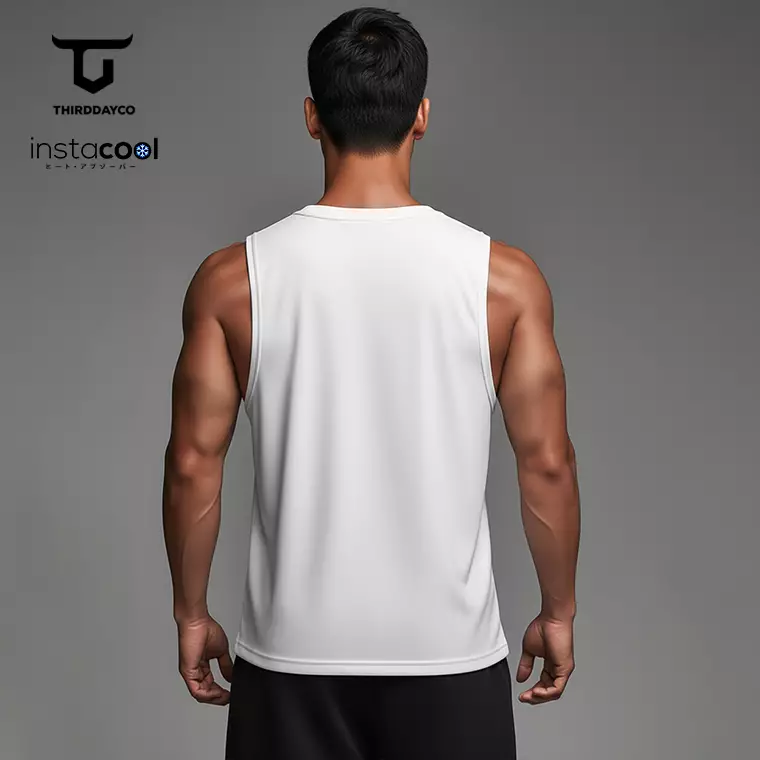 MTW71 Kaos Kutung Tank Top Instacool "pain and fuel" putih