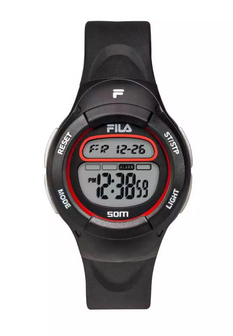 Fila Digital Black Rubber Watch