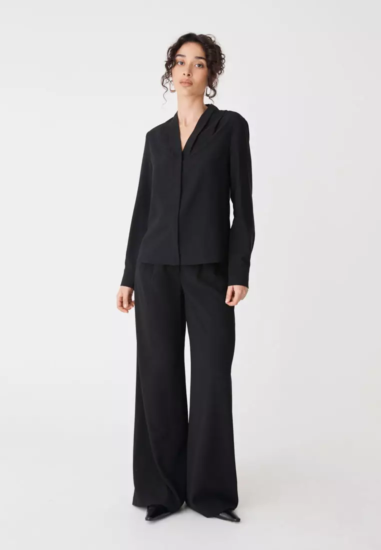 Claudia Pleat Neck Blouse