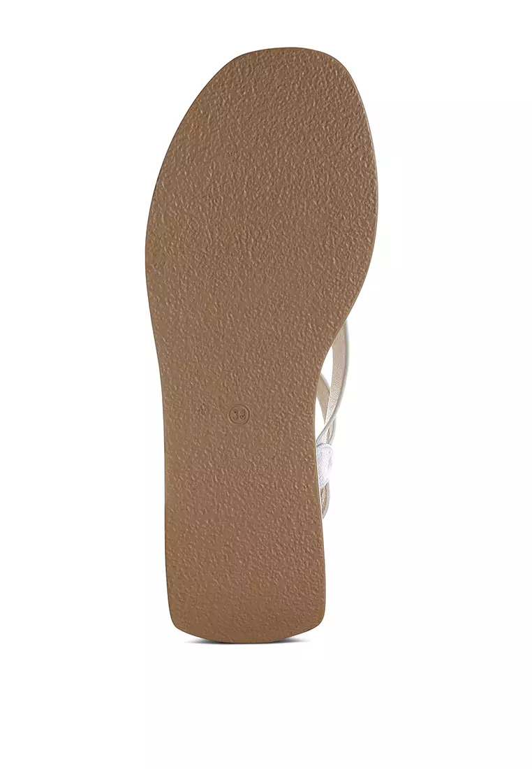 Chunky Flatform Sandals In Silver