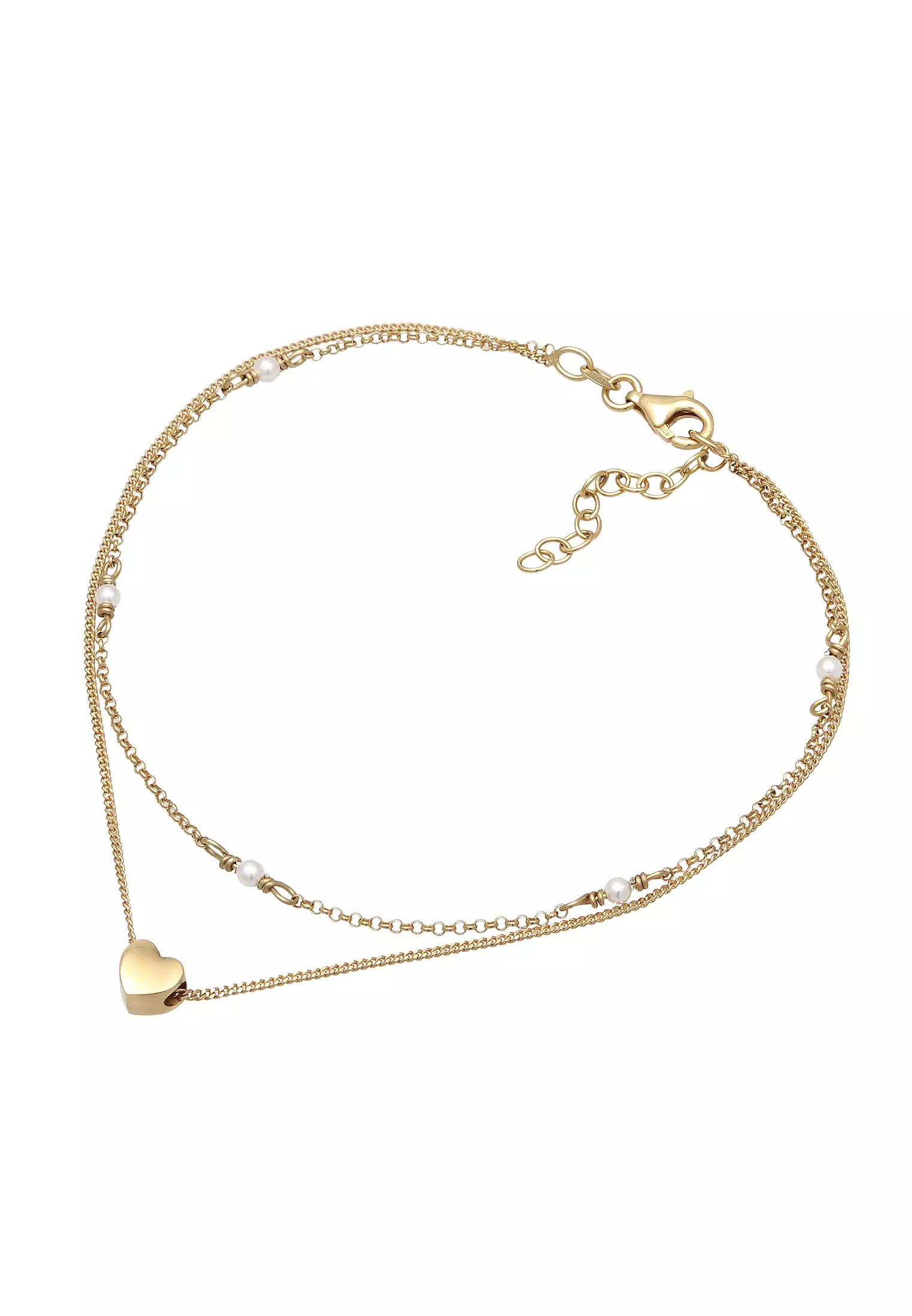 脚链心形贝壳核心珍珠镀金