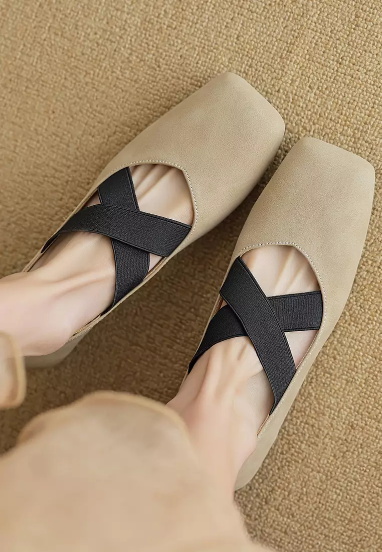 交叉搭帶方頭芭蕾舞鞋 WW8929-3