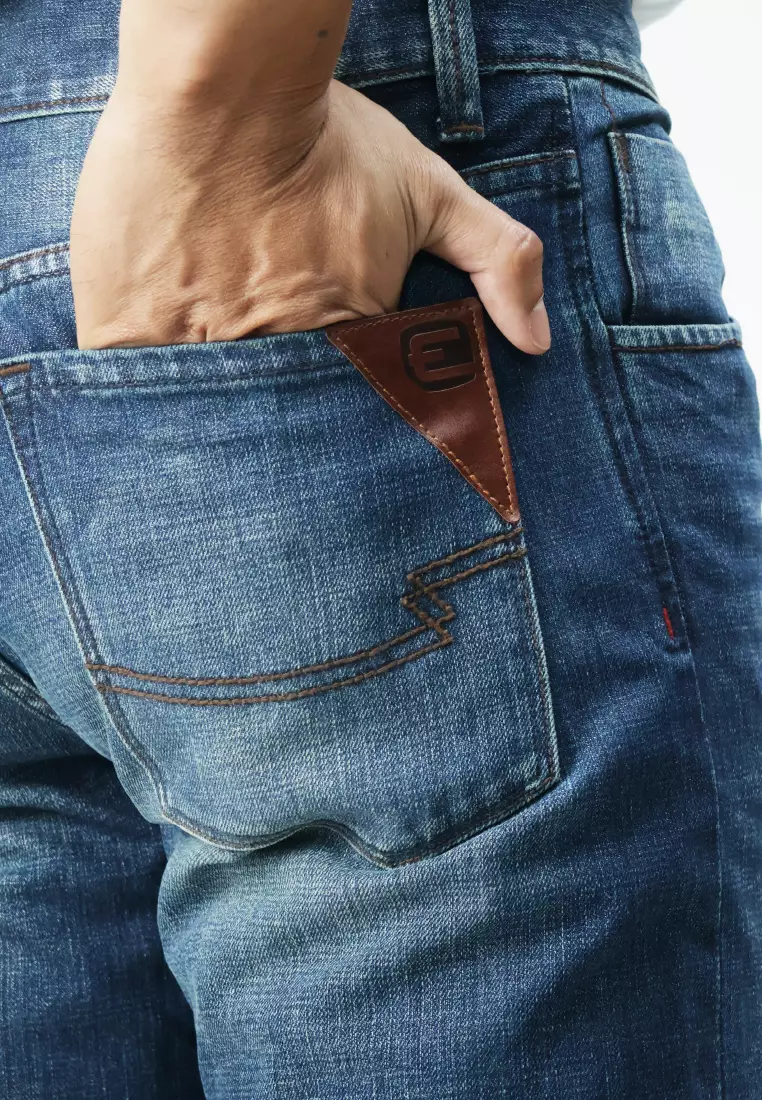 Emba Denim - BS08 Celana Panjang Denim Pria Regular Fit Dark Stone