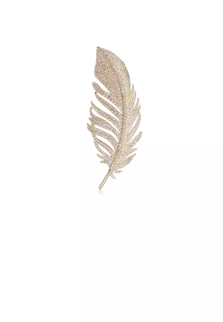 White on sale feather brooch