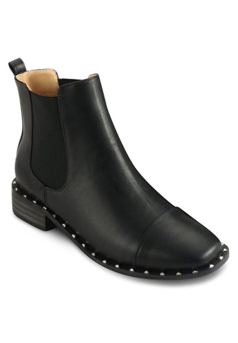 鉚釘飾彈性帶騎士短靴, 女鞋esprit香港門市, 鞋