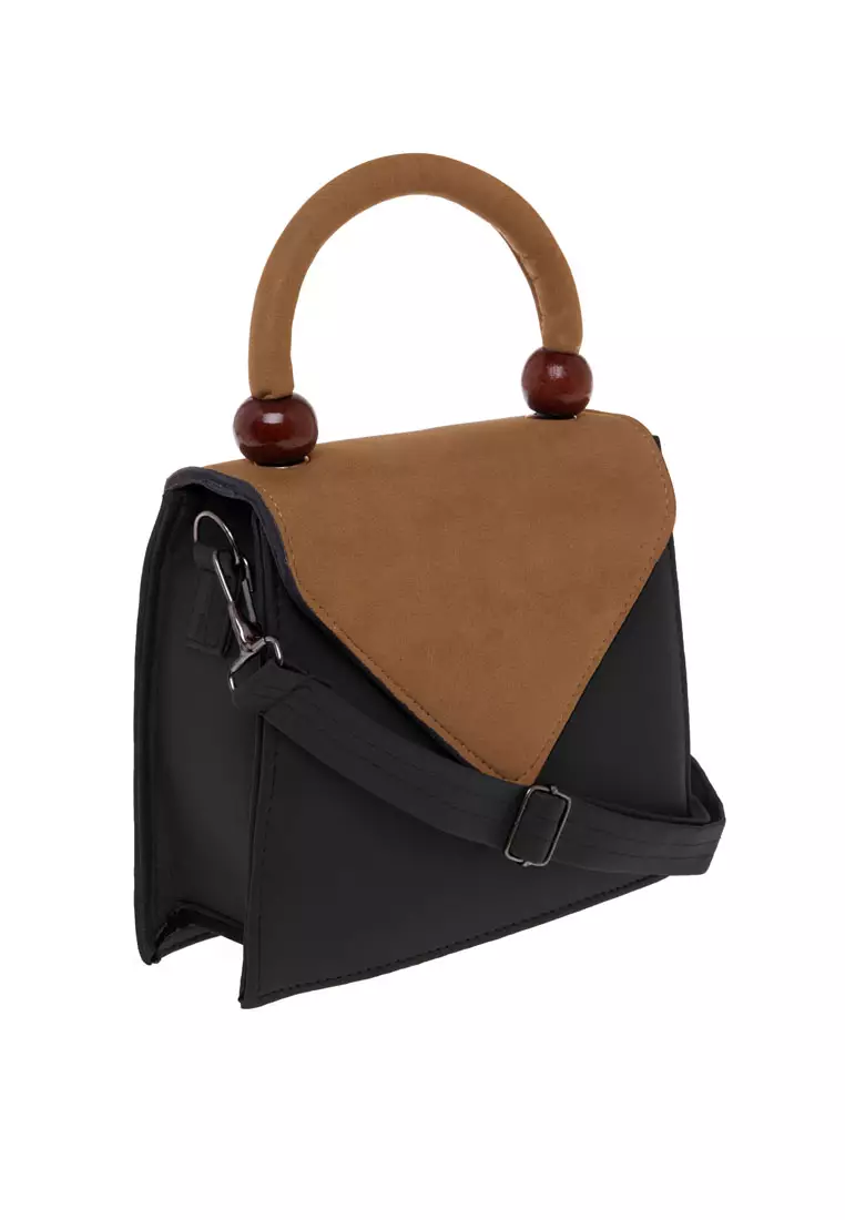 Nika Tas Slempang Wanita Slingbag Dual Tone Color Premium Quality - Black