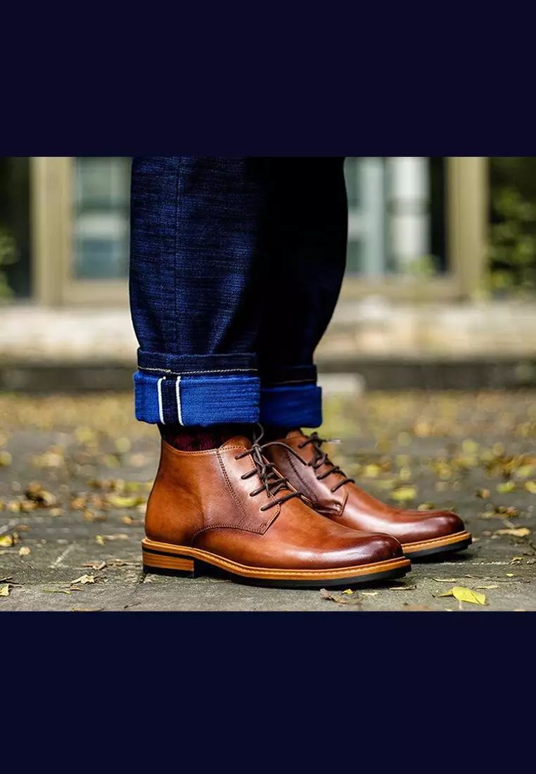Vintage Amber Leather Brogue Boot G03-8