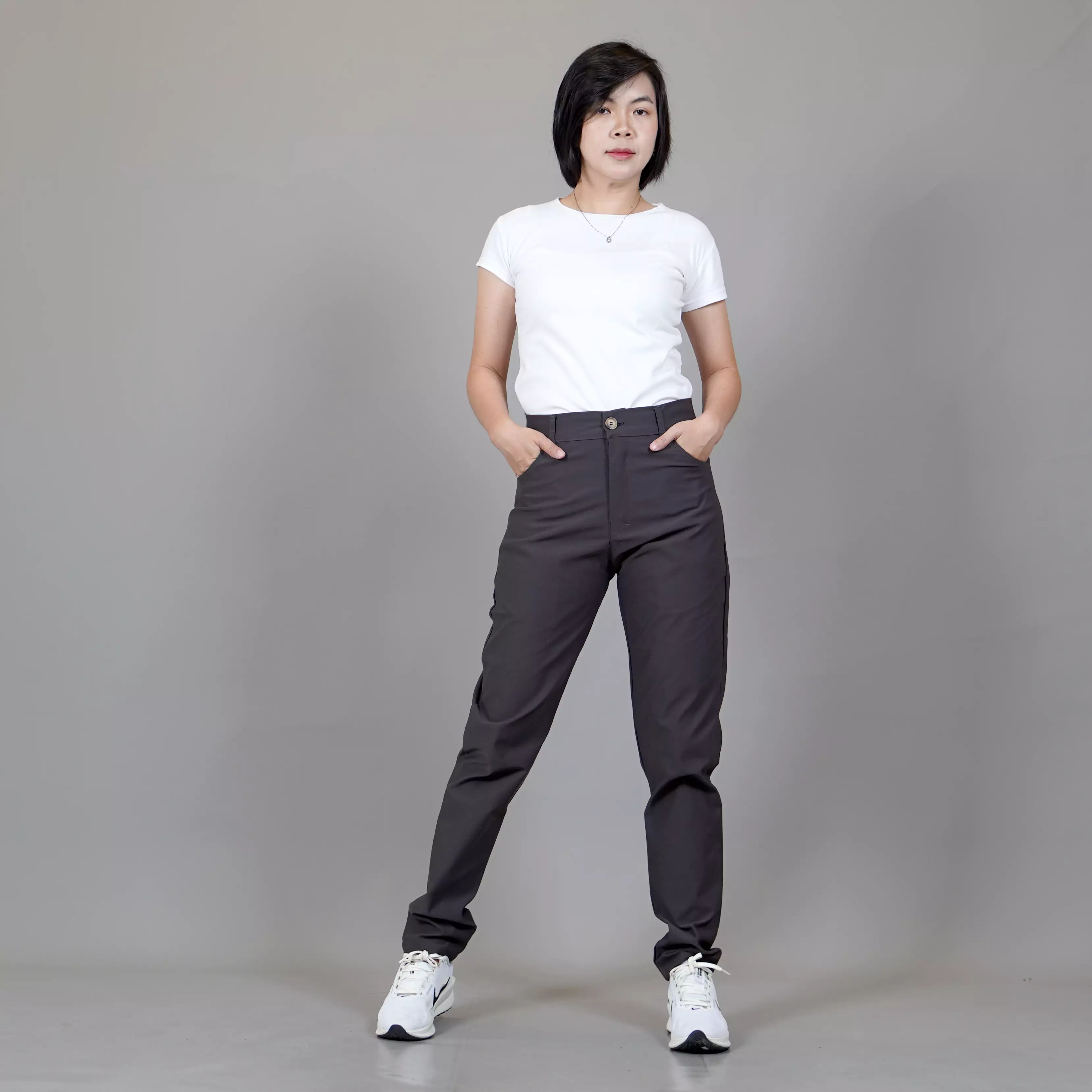  JEFIN Celana Panjang Wanita Women's Casual Long Pants Chinos Celana Chino  - ABU TUA