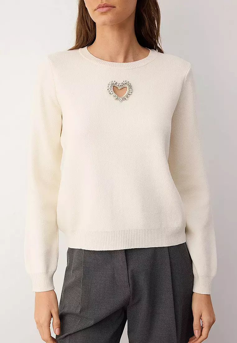 Heart Cut Out/Window Detailed Knitwear Sweater