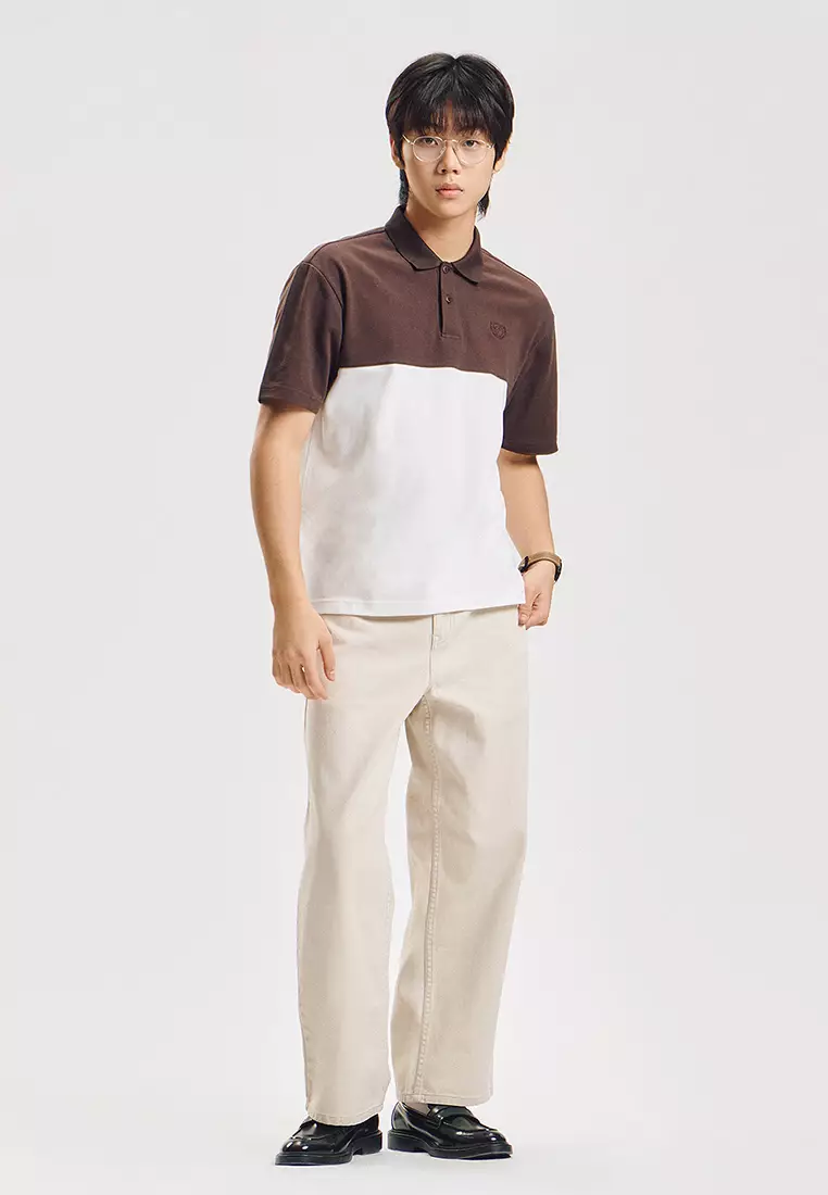 Relaxed Fit Polo with Color Block