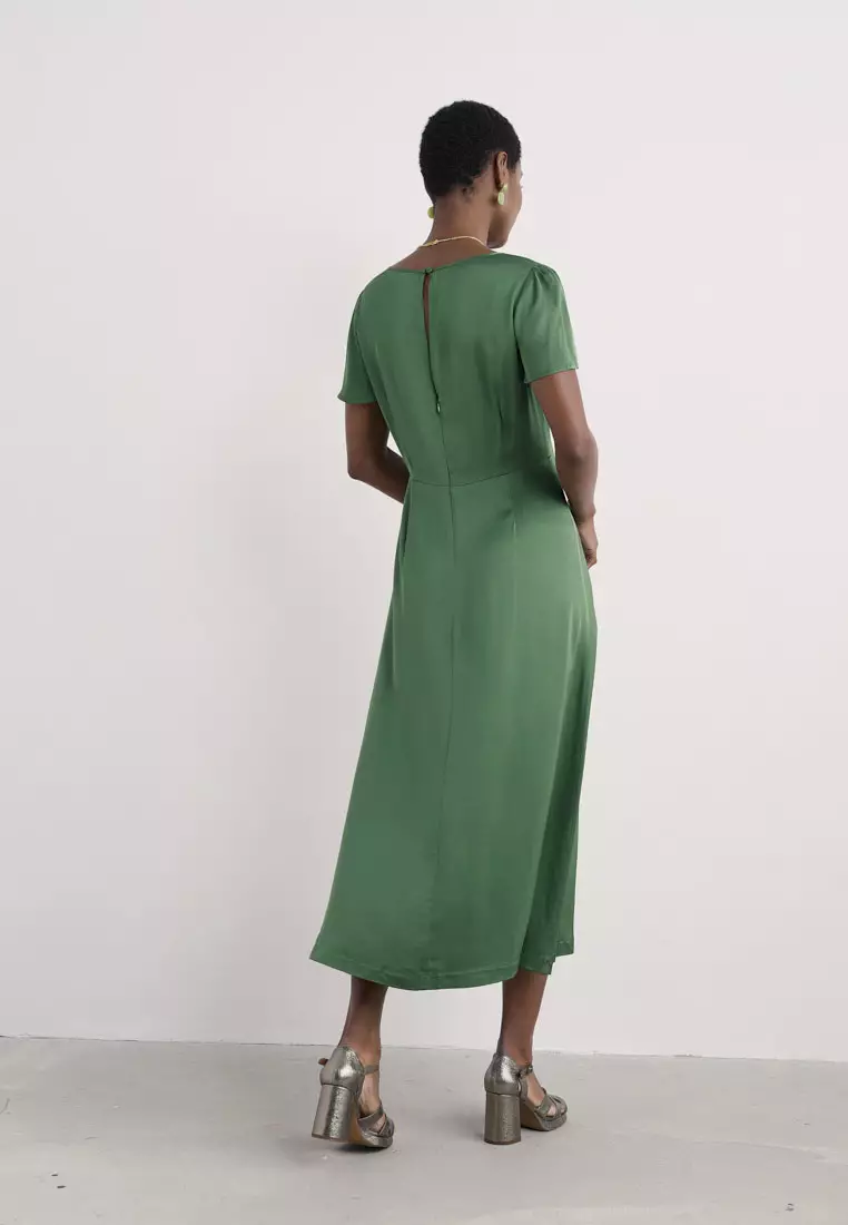 Seasalt Cornwall Green Rosalind Satin Midi Dress