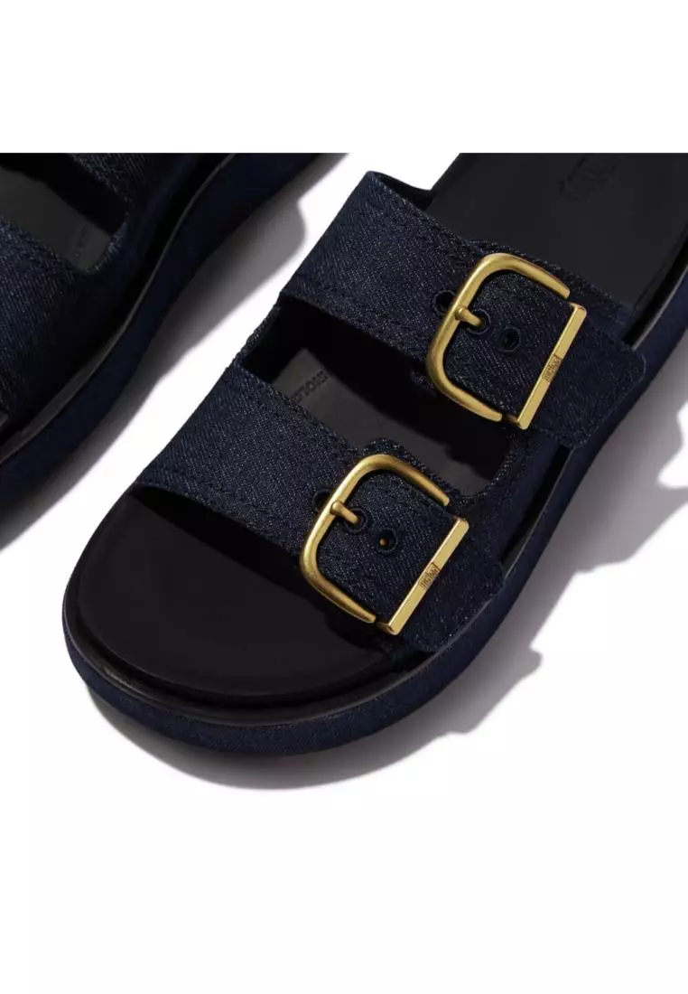 Gen-FF Max Buckle Two-Bar Denim Slides