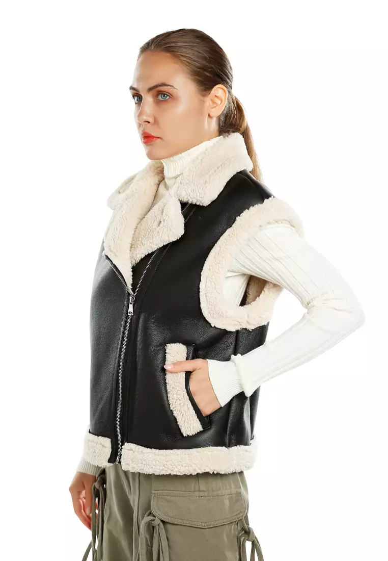 Unisex Black Notched Lapel Relaxed Vest