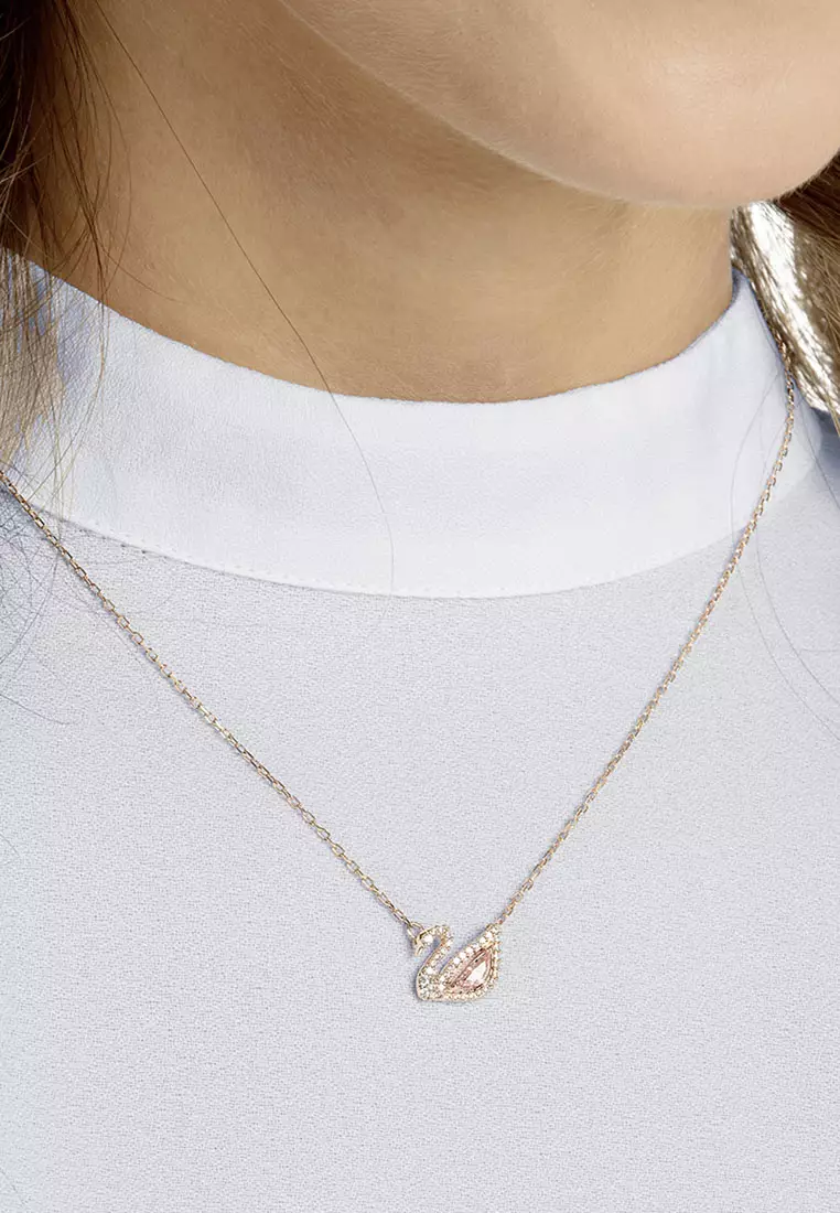 Swarovski rose gold swan necklace top