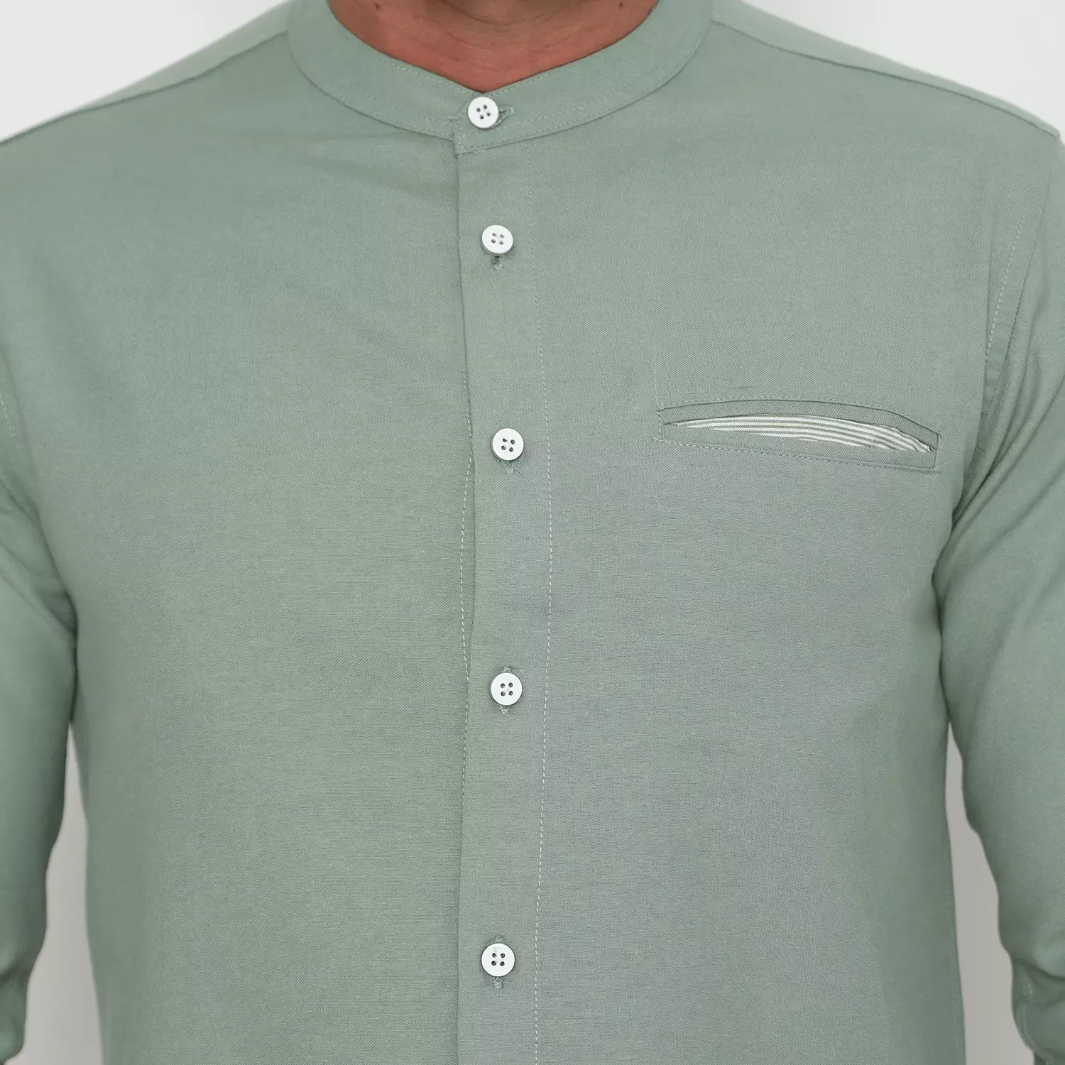 Platini Kemeja Pria Koko Shanghai Lengan Panjang Katun Linen Hijau Sage 22017