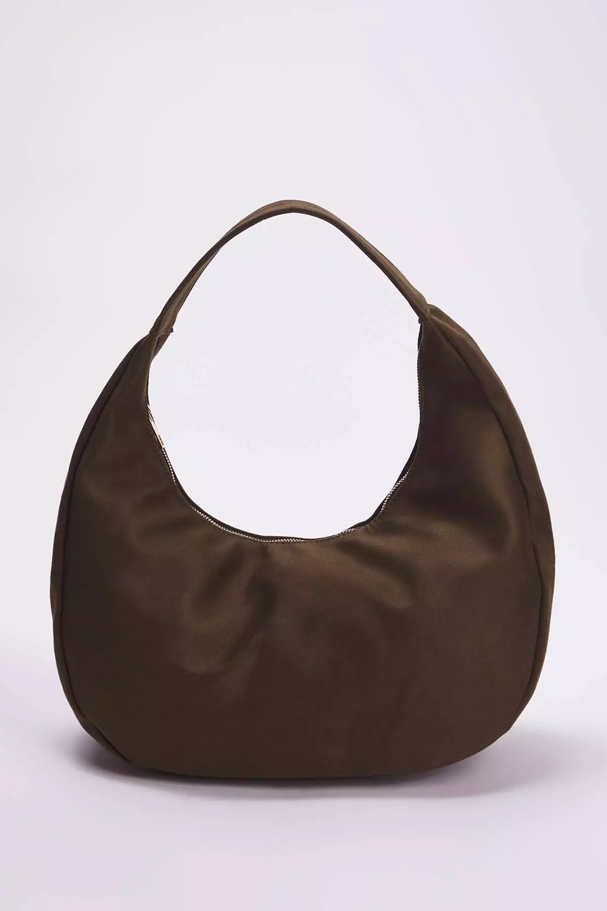 Khaki Suede Half Moon Women's Oval Shoulder Bag