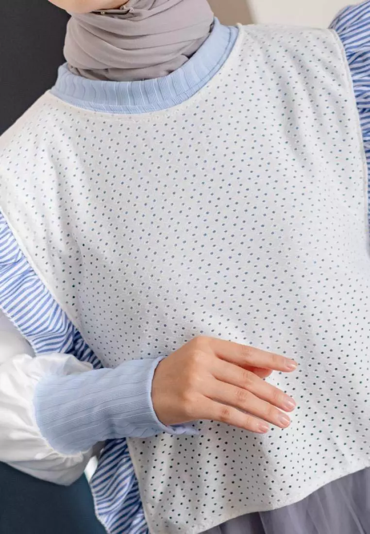 Vivy Vintage Vest - White-Stripe Blue M18583 R42S4