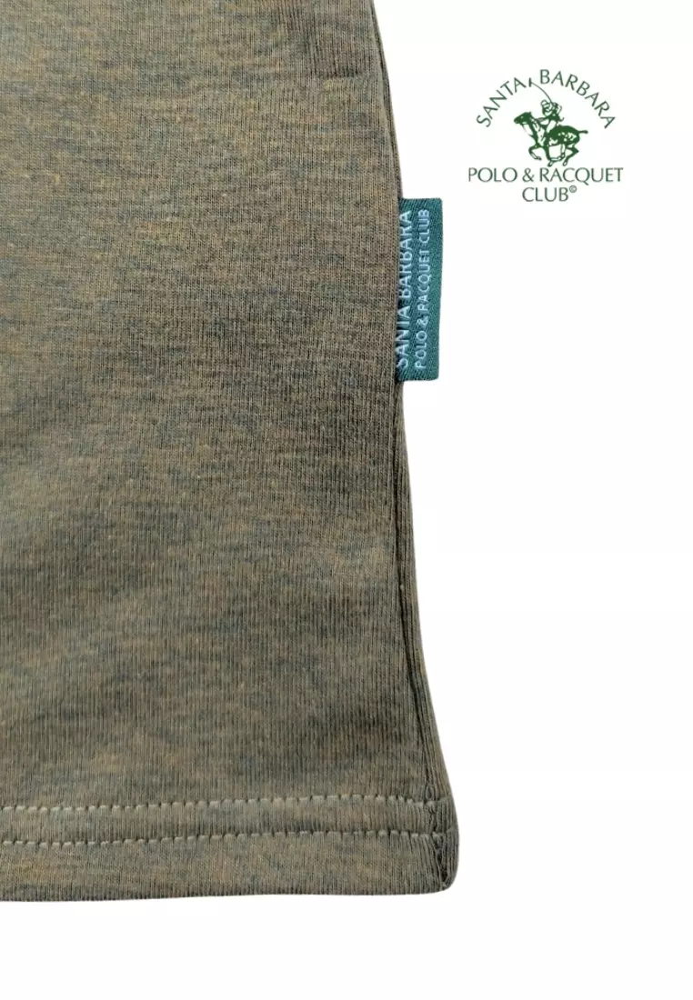 Plain Casual Cotton T-shirt with Embroidery logo on Chest-GREEN