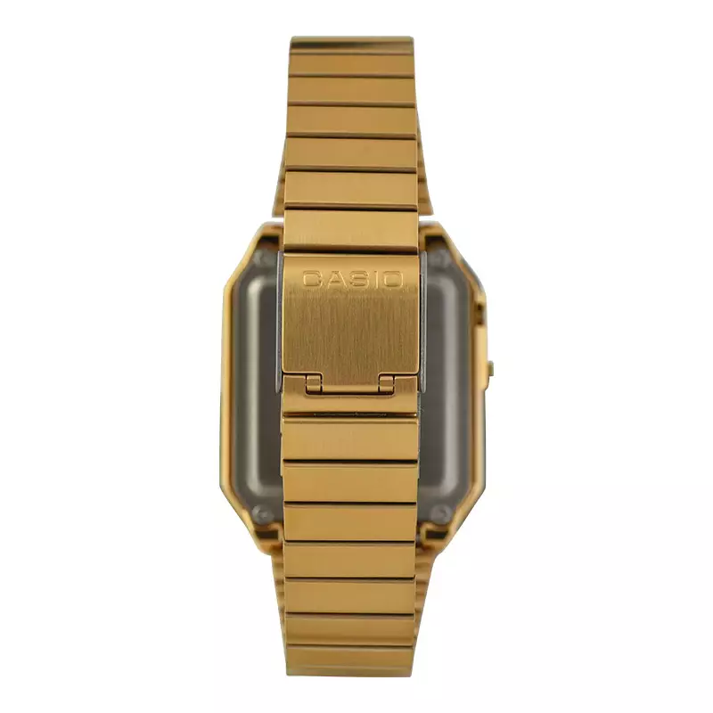 Jam Tangan Unisex Casio General CA-500WEG-1ADF Vintage Calculator Digital Dial Gold Stainless Steel Band