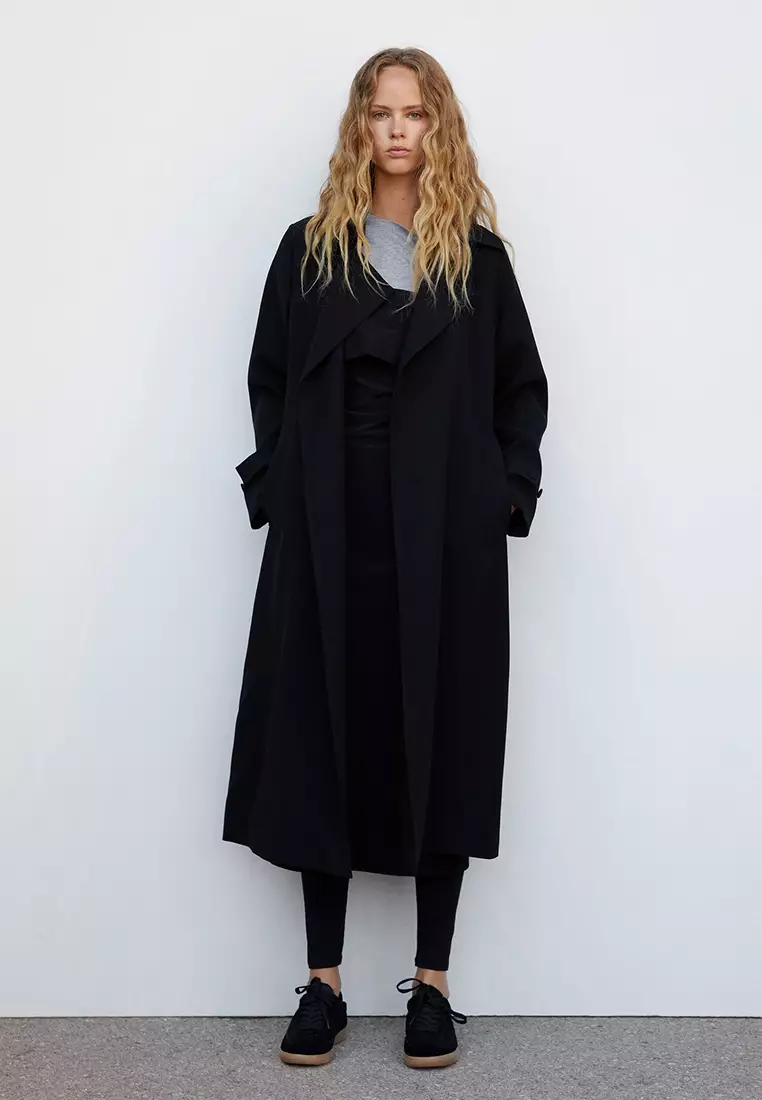 Mango long black clearance coat