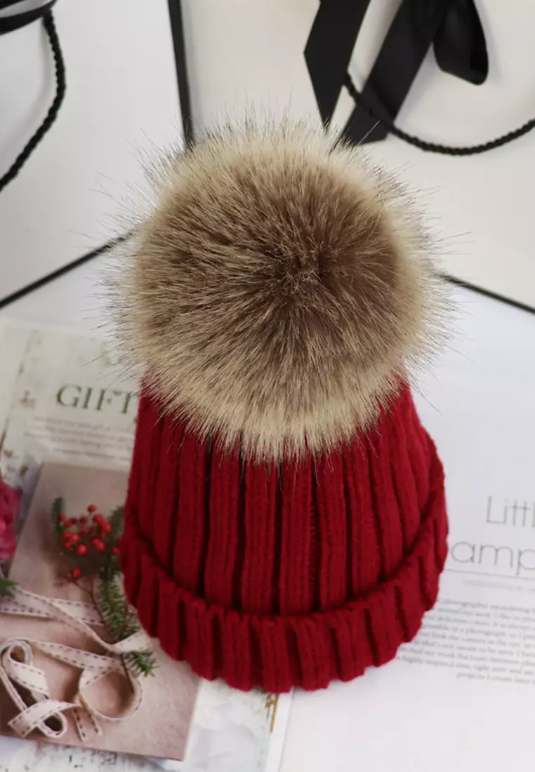 Real fur sale beanie hat