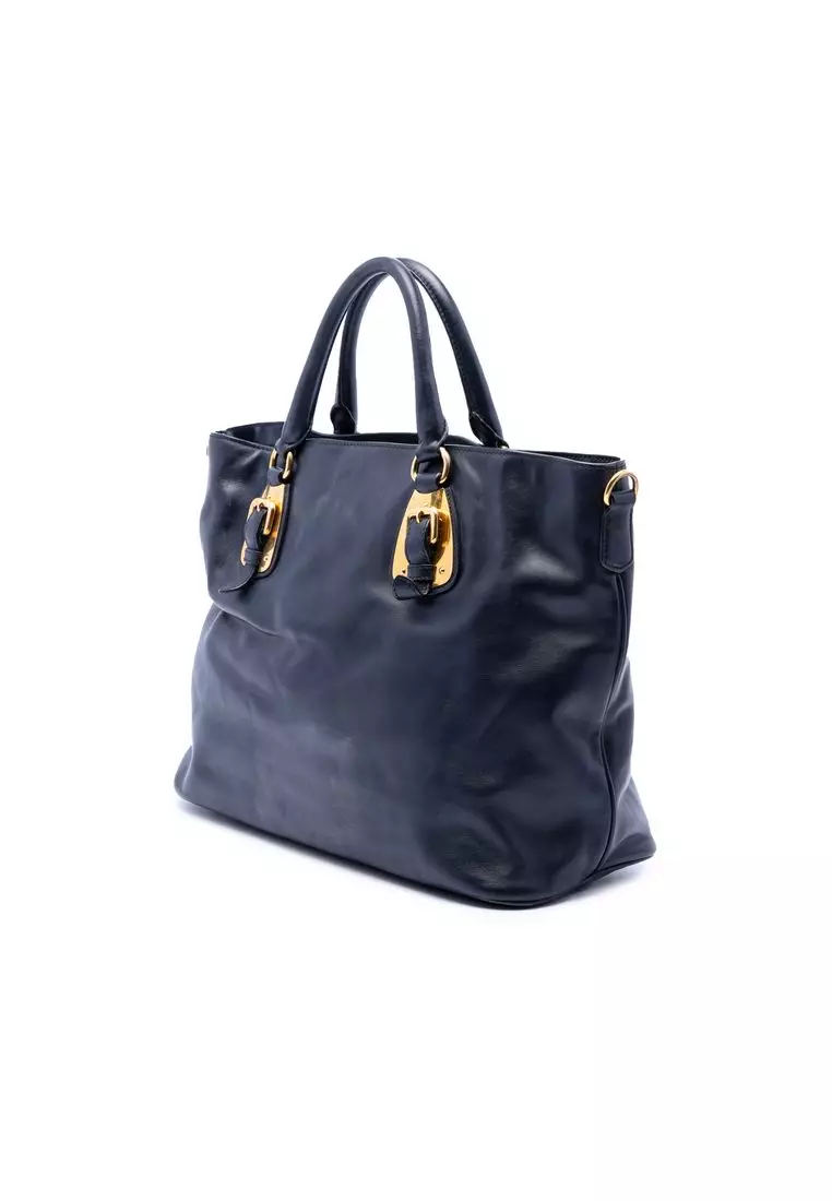 Pre-Loved Prada Soft Calfskin Open Convertible Shopping Tote
