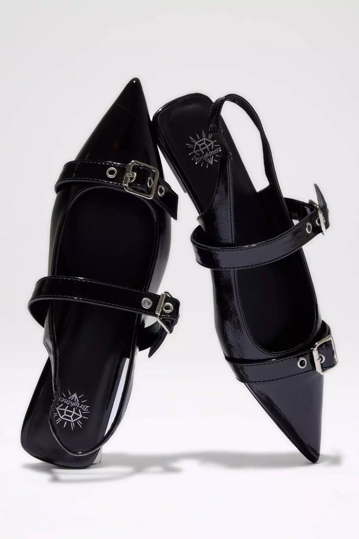 Women's Flat Sole Faux Leather Ballerina Shoes D8965Ax25Sm