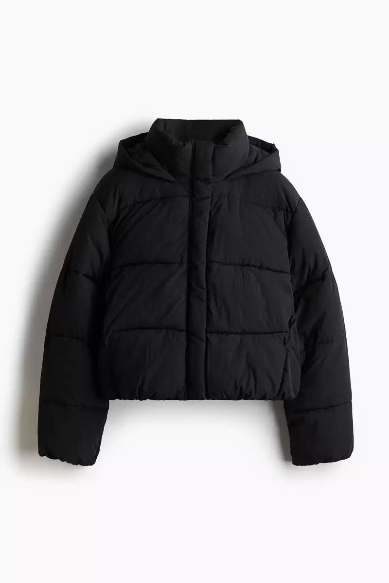 H&m long black puffer jacket on sale