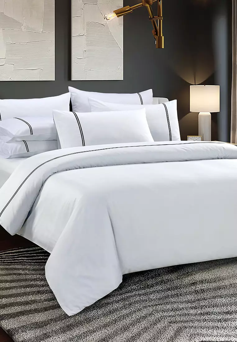 Buy 100 LongStaple Cotton 1000TC Black Bed Sheet Set (Hotel At Home Collection Bowman