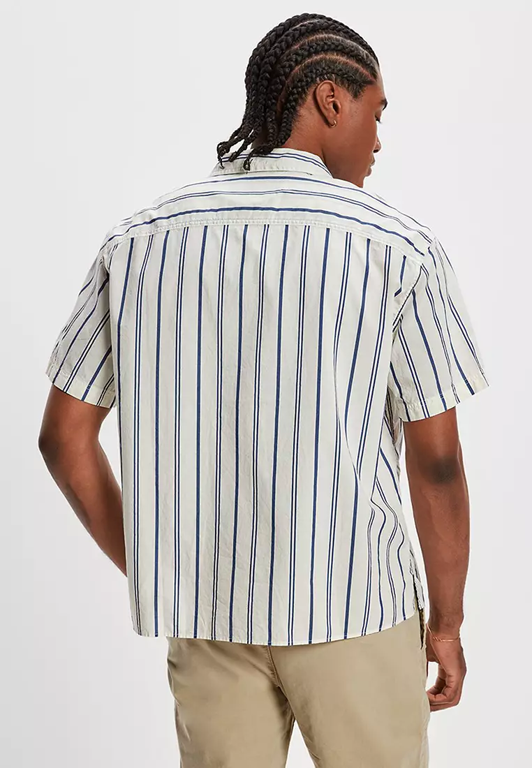 american eagle black and white striped shirt