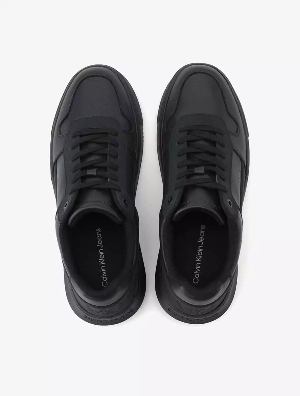CALVIN KLEIN FOOTWEAR - CHUNKY CUPSOLE LEATHER LACE-UP SHOES - Black - black