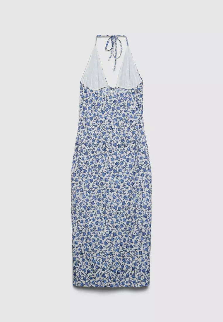 Women's Mini Flower Design Halter Midi Dress